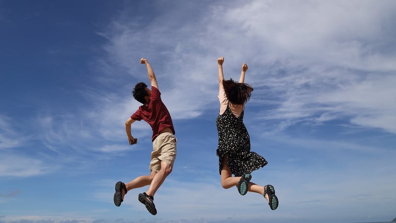 Woman jumping for joy